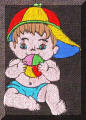 Embroidery designs by Cool Creations - Baby with cap and ball Embroidery designs by Cool Creations - Baby with cap and ball